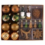 Valery Madelyn Weihnachtskugeln Set 40er – Bruchsichere Christbaumkugeln Bronze & Grün