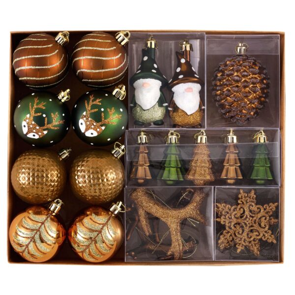 Valery Madelyn Weihnachtskugeln Set 40er – Bruchsichere Christbaumkugeln Bronze & Grün