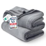BEDSURE Fleecedecke 220x240cm Grau – Weiche Kuscheldecke aus Mikrofaser für Sofa & Bett
