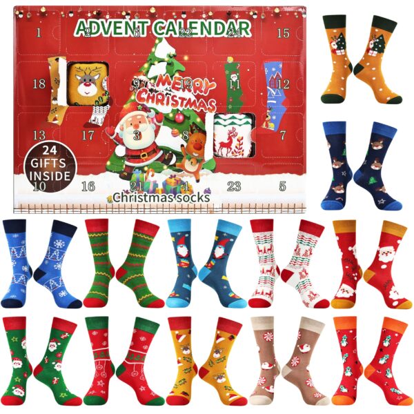 Jeasona Adventskalender 2026 mit 12 Paar Weihnachtssocken – Tägliche Überraschungen für Damen & Herren