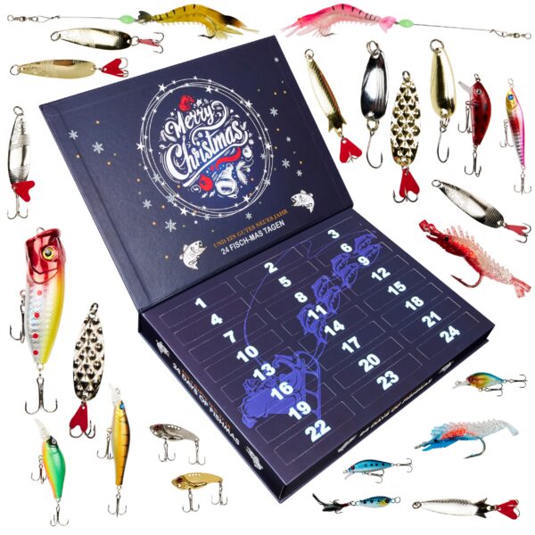 KreativeKraft Angel Adventskalender 2026 – 24 Köder für Angler