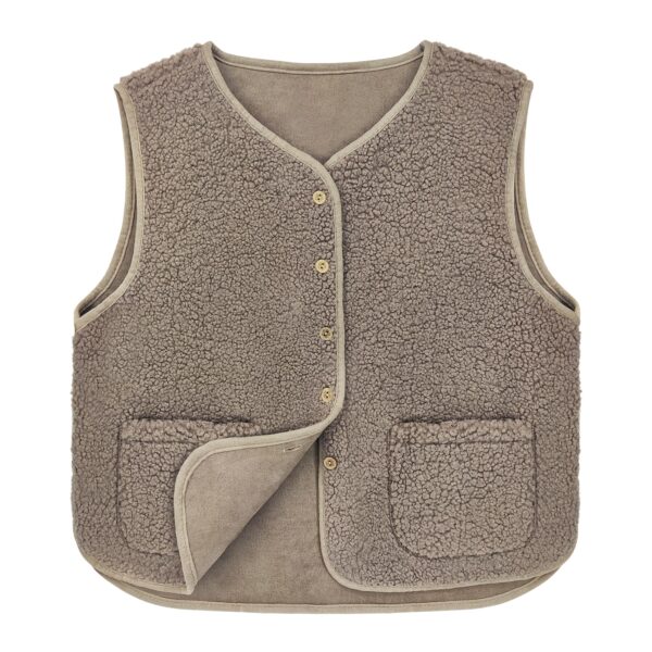 beifon Teddy Fleece Weste Damen – Ärmellose Fellweste mit V-Ausschnitt für Herbst & Winter