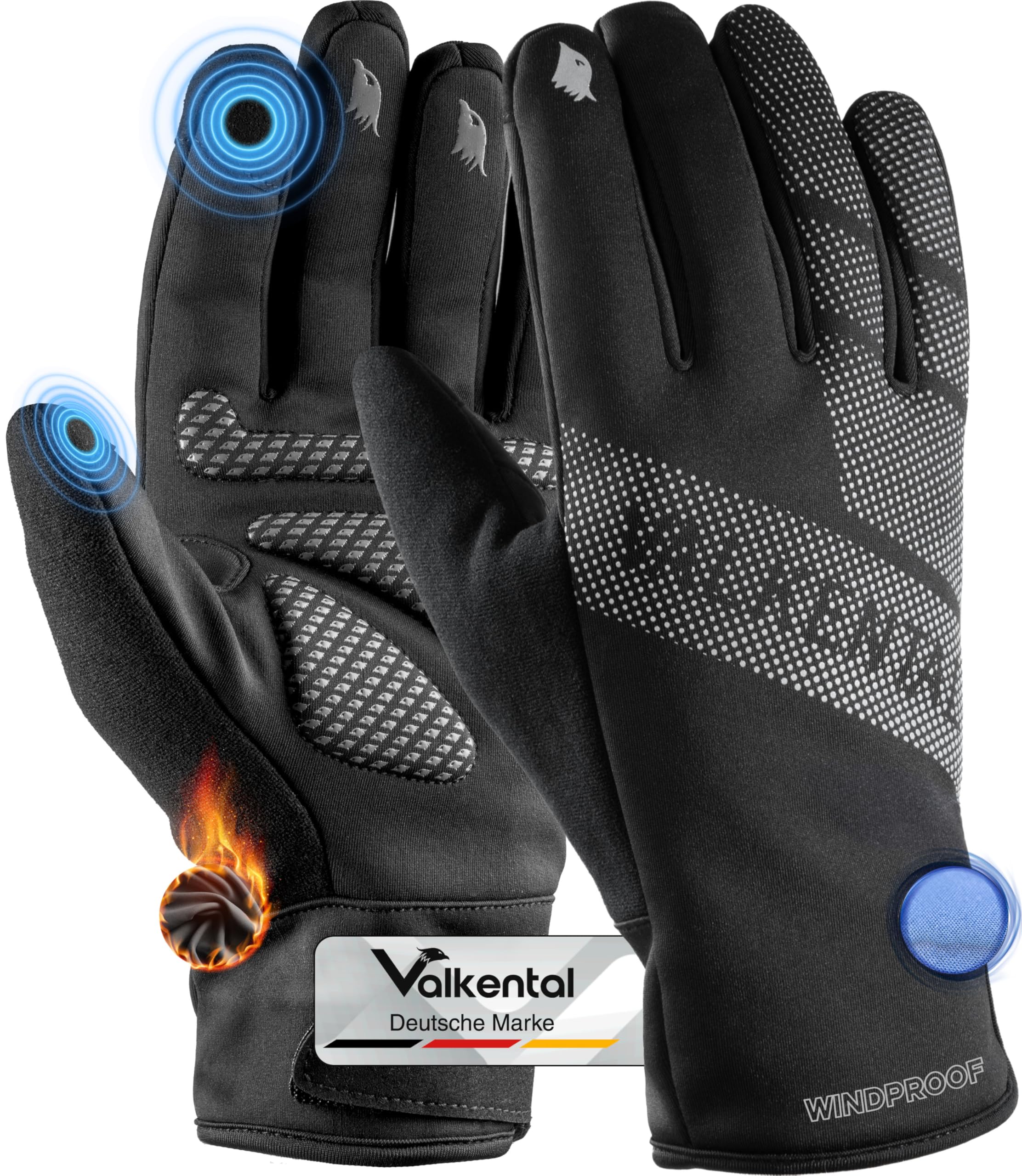 Valkental GloRider Fahrradhandschuhe – Wasserdicht mit Touchscreen für Übergang & Winter