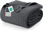 Utopia Bedding Baumwoll-Waffeldecke 228x182 cm Anthrazit – Atmungsaktive Tagesdecke für alle Jahreszeiten