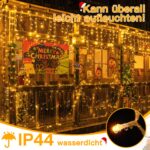 Ollny Eisregen Lichterkette 12m mit 504 LEDs – Warmweiss Weihnachtsbeleuchtung aussen mit Fernbedienung – Bild 3