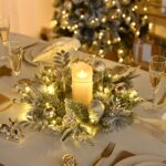 Valery Madelyn Weihnachtskranz 40cm Weiss-Gold mit 20 LEDs & Timer – Haustürkranz – Bild 2