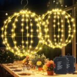 Joomer LED Leuchtkugel 2er Set 33cm & 28cm – Warmweisse Weihnachtsbeleuchtung mit Timer