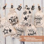 Papierdrachen Adventskalender 2026 – 24 Stoffsäckchen mit Holzklammern & Juteband – Bild 4