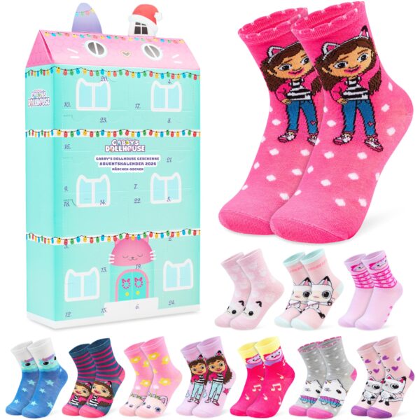 Get Trend Gabby's Dollhouse Socken Adventskalender 2026 – 24 Paar für Kinder Gr. 27-32