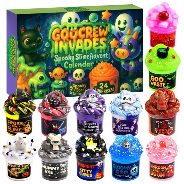 Funewest Slime Adventskalender 2026 – 24-Tage Halloween Countdown mit 12 einzigartigen Schleim-Sets