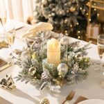 Valery Madelyn Weihnachtskranz 40cm Weiss-Gold mit 20 LEDs & Timer – Haustürkranz – Bild 5