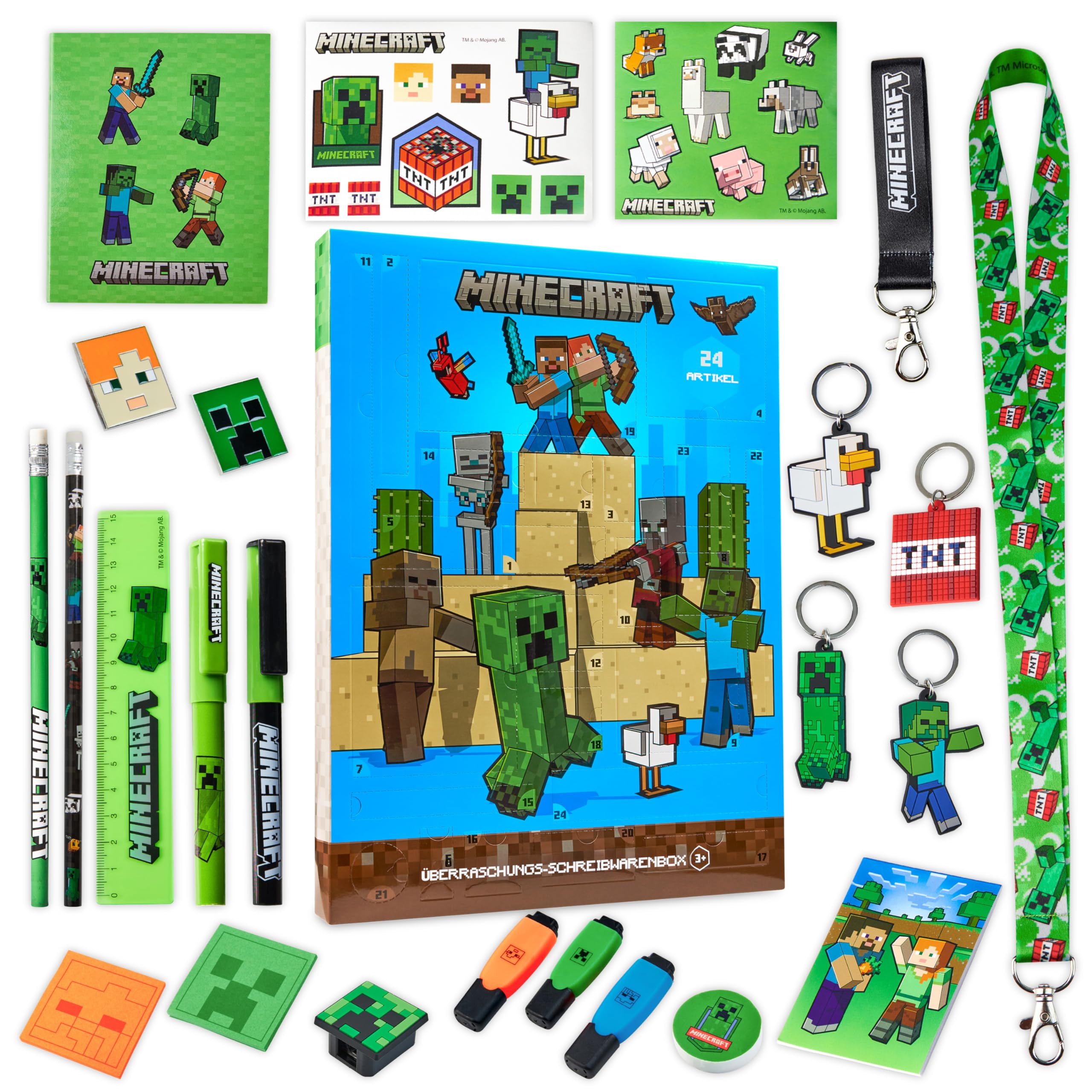 Minecraft Adventskalender 2026 – 24 Überraschungen mit Schreibwaren & Gadgets für Kinder