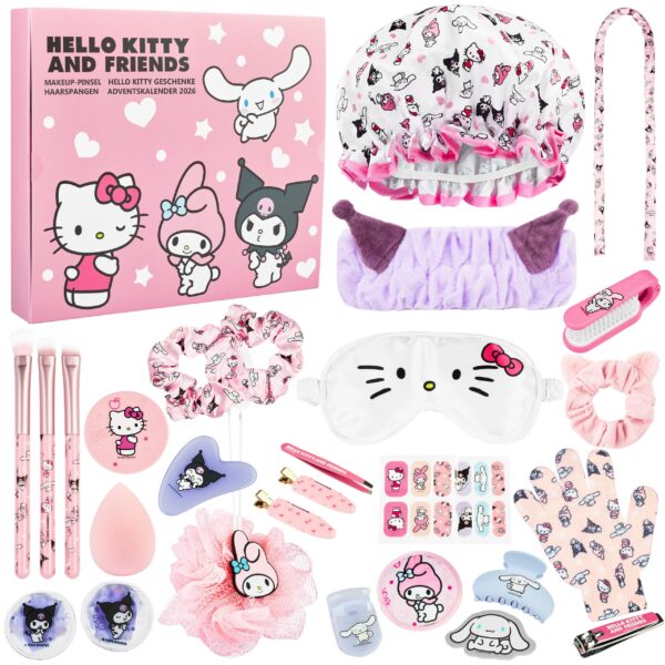 Get Trend Hello Kitty Adventskalender 2026 – Beauty-Set mit Make-up-Pinseln & Pflege für Teens