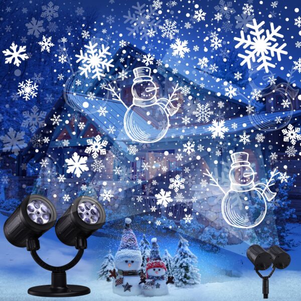 iShabao Doppelkopf LED Schneeflocken Projektor – Wasserdichte Weihnachtsdeko mit Timer für Aussen