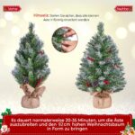 Yaheetech 2er-Set Mini Weihnachtsbaum 92cm mit LED & Schnee – Tischbaum mit Warmweiss – Bild 8