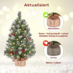 Yaheetech 2er-Set Mini Weihnachtsbaum 92cm mit LED & Schnee – Tischbaum mit Warmweiss – Bild 7