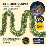 CASARIA 5m LED Weihnachtsgirlande mit 100 warmweissen LEDs – Kunsttanne für Innen & Außen – Bild 3