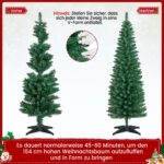 Yaheetech 154 cm Bleistift-Weihnachtsbaum – Schmaler Kunsttannenbaum mit 294 Spitzen – Bild 6