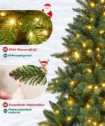 Yorbay Künstlicher Weihnachtsbaum 180cm mit 240 LED-Lichtern & Holzständer – Bild 4