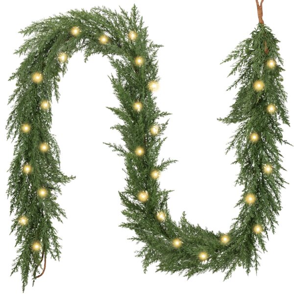 Valery Madelyn 180cm Weihnachtsgirlande grün mit 20 LED Timer – Premium Tannengirlande