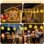 Ollny LED-Kugellichterkette 20cm, 4er-Set mit 184 LEDs & Fernbedienung – Warmweiss Außendeko – Bild 7