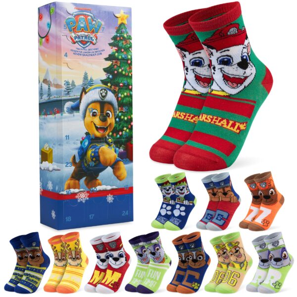 Get Trend Paw Patrol Chase Socken Adventskalender – 24 Paar für Kinder Grösse 27-31