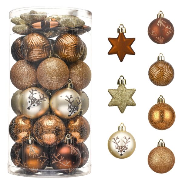 Valery Madelyn Weihnachtskugeln 35er Set 5cm – Bruchsichere Christbaumkugeln Kupfergold