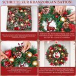 Dremisland Weihnachtskranz 44cm mit Rentier & Beerenhaufen – Künstlicher Adventskranz für Haustür – Bild 5