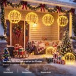 2er Set Weihnachtsbeleuchtung Außen 30 cm – Faltbare LED-Kugeln warmweiss mit Timer & 8 Modi – Bild 3