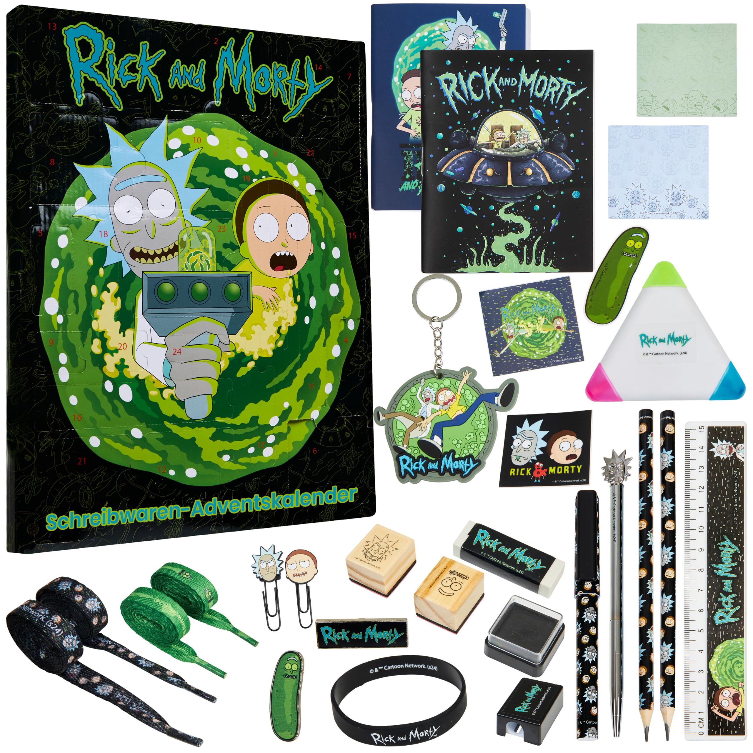 Rick and Morty Adventskalender 2026 – 24 Überraschungen mit Stiften, Stickern & Stempeln