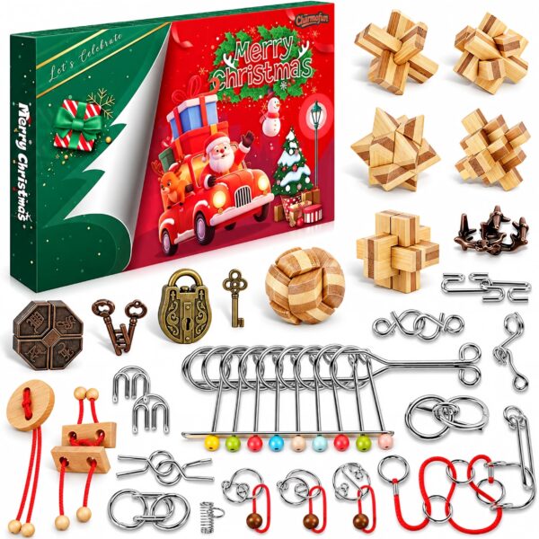 FORMIZON Adventskalender 2026 mit 24 Knobelspiele – Metall- & Holzpuzzles für Familie