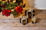 Bambelaa! 3er LED Geschenkboxen Set mit Timer – Weihnachtsdeko Schwarz-Silber – Bild 2