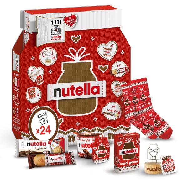 Nutella Adventskalender 2026 – 24 Überraschungen mit Socken & Kartenspiel, 528 g