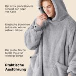 BEDSURE Hoodie Decke 95x85cm mit Ärmeln & Taschen – Premium Kuscheldecke Grau – Bild 6