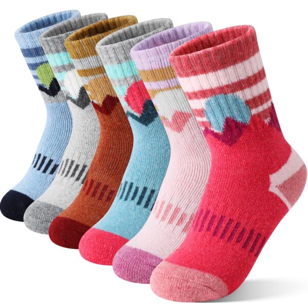 Sandsuced Merino Wolle Wandersocken Kinder 6er-Set – Thermosocken für Mädchen & Jungen