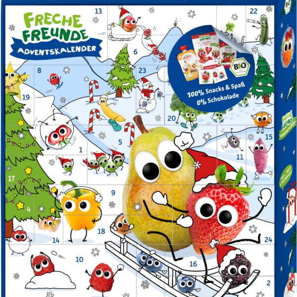 FRECHE FREUNDE Bio Adventskalender 2026 – 24 Bio-Snacks & Überraschungen für Kinder