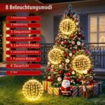 iBaycon Weihnachtsbeleuchtung 30cm Kugel 1-to-3 mit 360 LED – Faltbar & Wasserdicht für Aussen – Bild 2