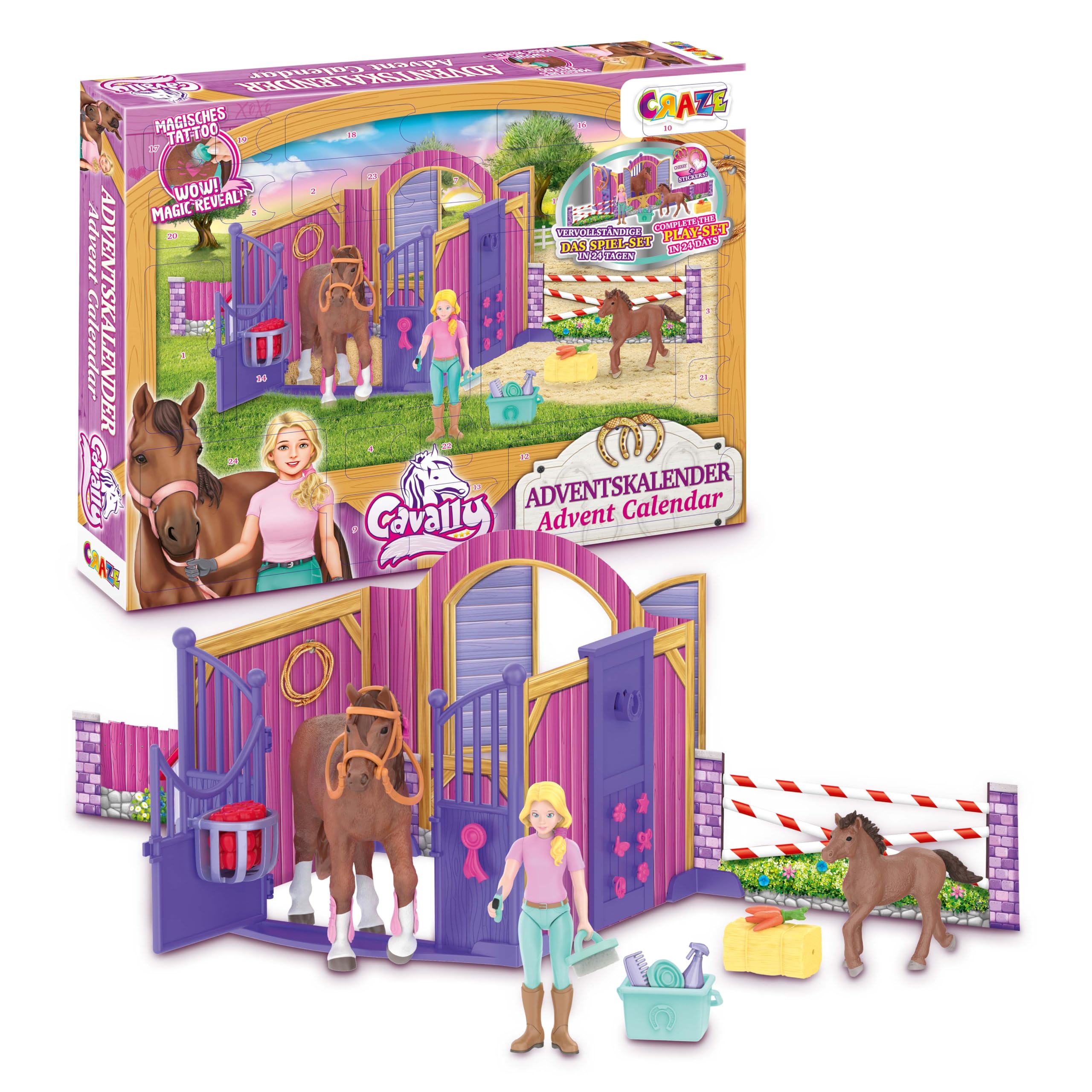 CRAZE Cavally Adventskalender 2026 – Pferde-Spielset mit 24 Überraschungen & Farbwechsel-Funktion
