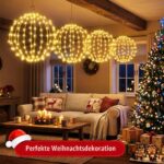 iBaycon Weihnachtsbeleuchtung 30cm Kugel 1-to-3 mit 360 LED – Faltbar & Wasserdicht für Aussen – Bild 6