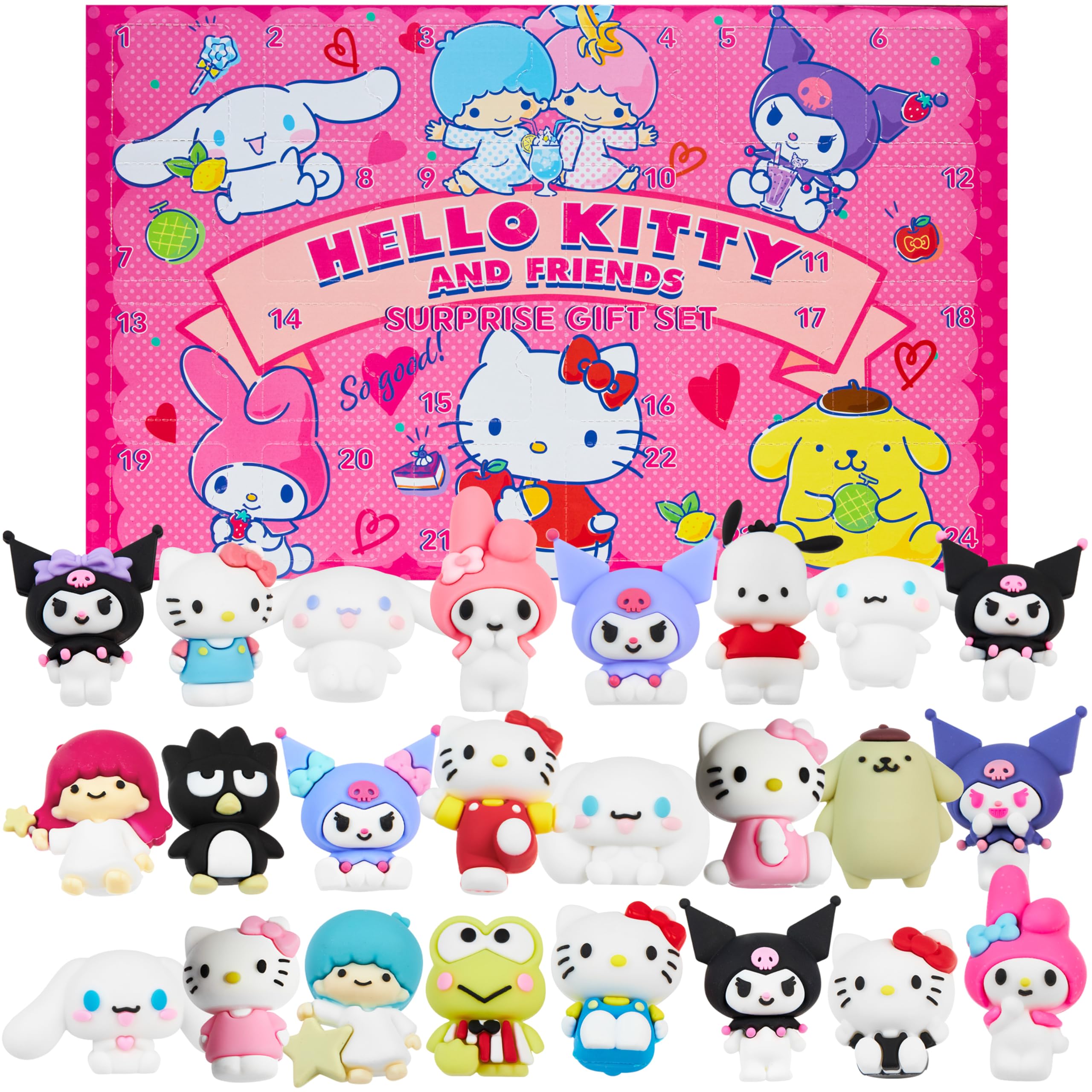 91p8hfSkmZL._SY2560_.jpg Hello Kitty & Freunde 24er Mini Figuren Set – Sanrio Sammelfiguren mit Kuromi & Cinnamoroll – Bild 1