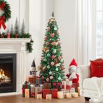 Yaheetech 154 cm Bleistift-Weihnachtsbaum – Schmaler Kunsttannenbaum mit 294 Spitzen – Bild 2