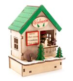 small foot Weihnachtsmarkt Lampen-Set aus Holz – LED-Dekoration mit 3 beleuchteten Hütten – Bild 7