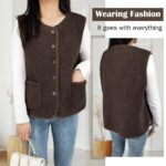 beifon Teddy Fleece Weste Damen – Ärmellose Fellweste mit V-Ausschnitt für Herbst & Winter – Bild 6