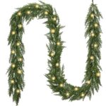 Valery Madelyn 270cm Weihnachtsgirlande grün mit 30 LED Timer – Tannengirlande für Kamin & Treppen