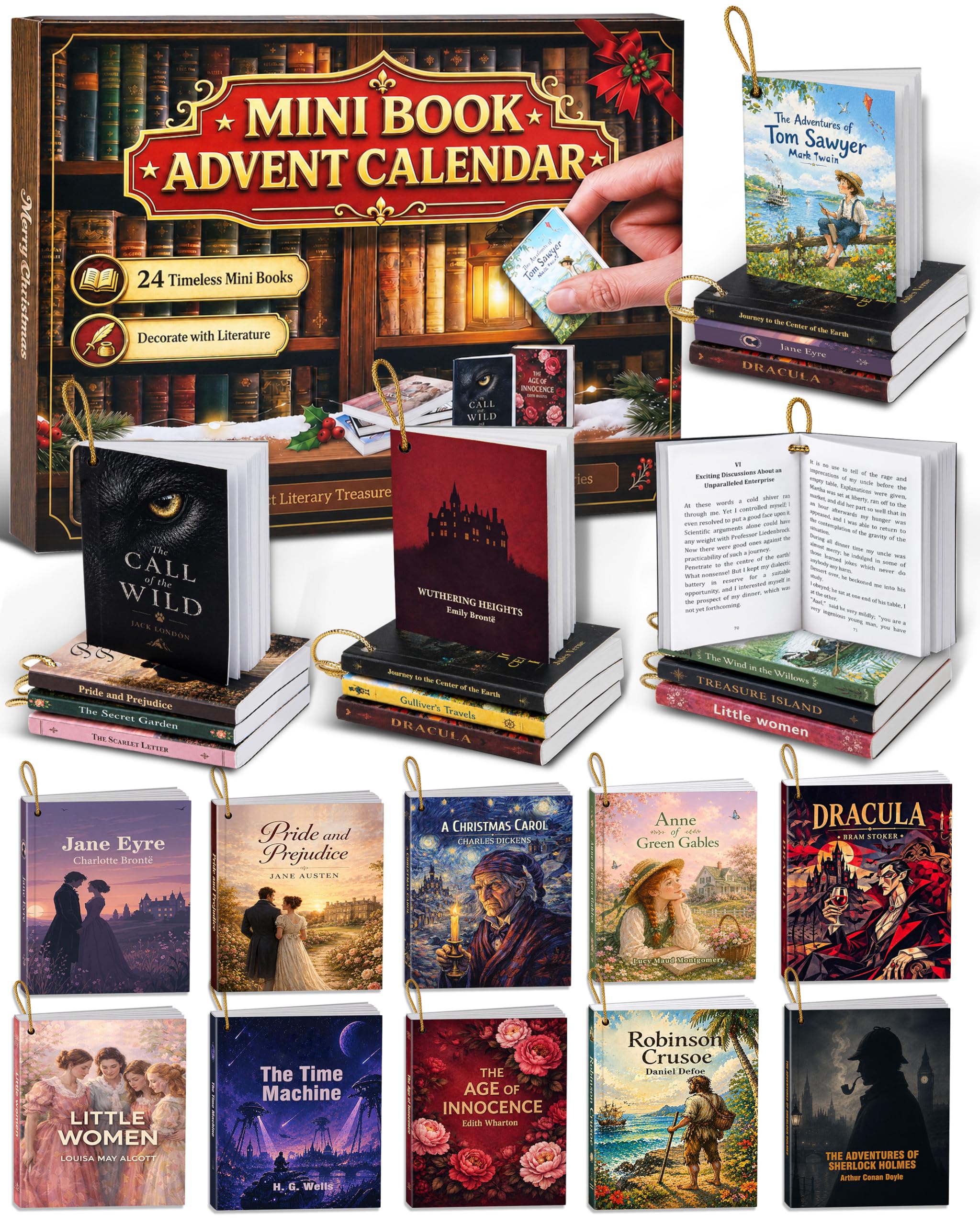 RONSTONE Adventskalender 2026 – 24 englische Mini-Bücher Weltliteratur für Buchliebhaber