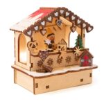 small foot Weihnachtsmarkt Lampen-Set aus Holz – LED-Dekoration mit 3 beleuchteten Hütten – Bild 4