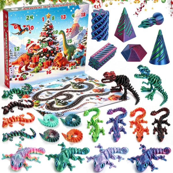 FORMIZON 3D Adventskalender 2026 – 24 3D-gedruckte Drachen, Dinosaurier & Figuren für Kinder