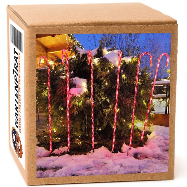 Gartenpirat LED Zuckerstangen 100 cm 6er Set – Weihnachtsdeko mit Timer für Garten & Balkon