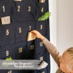 Papierdrachen Adventskalender 2026 – Bestickter Wandteppich Schwarz-Gold 120x60 cm – Bild 6