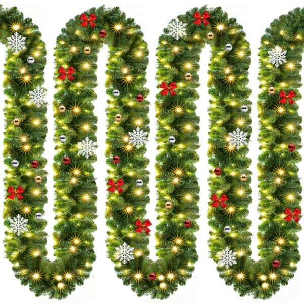 CASARIA 5m LED Weihnachtsgirlande mit 80 warmweissen LEDs & Deko – IP44 In- & Outdoor